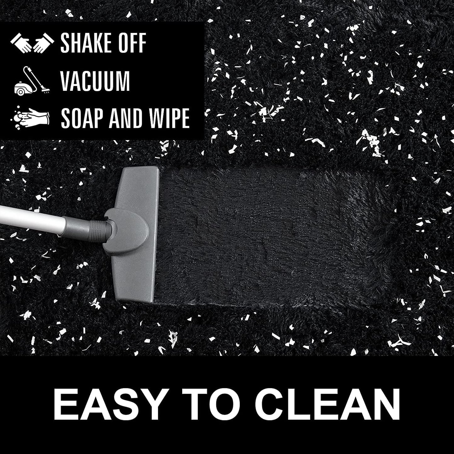Soft Fluffy Area Rugs for Bedroom Shaggy Living Room Rug Carpets for Bedroom Home Decor,4'X6',Black