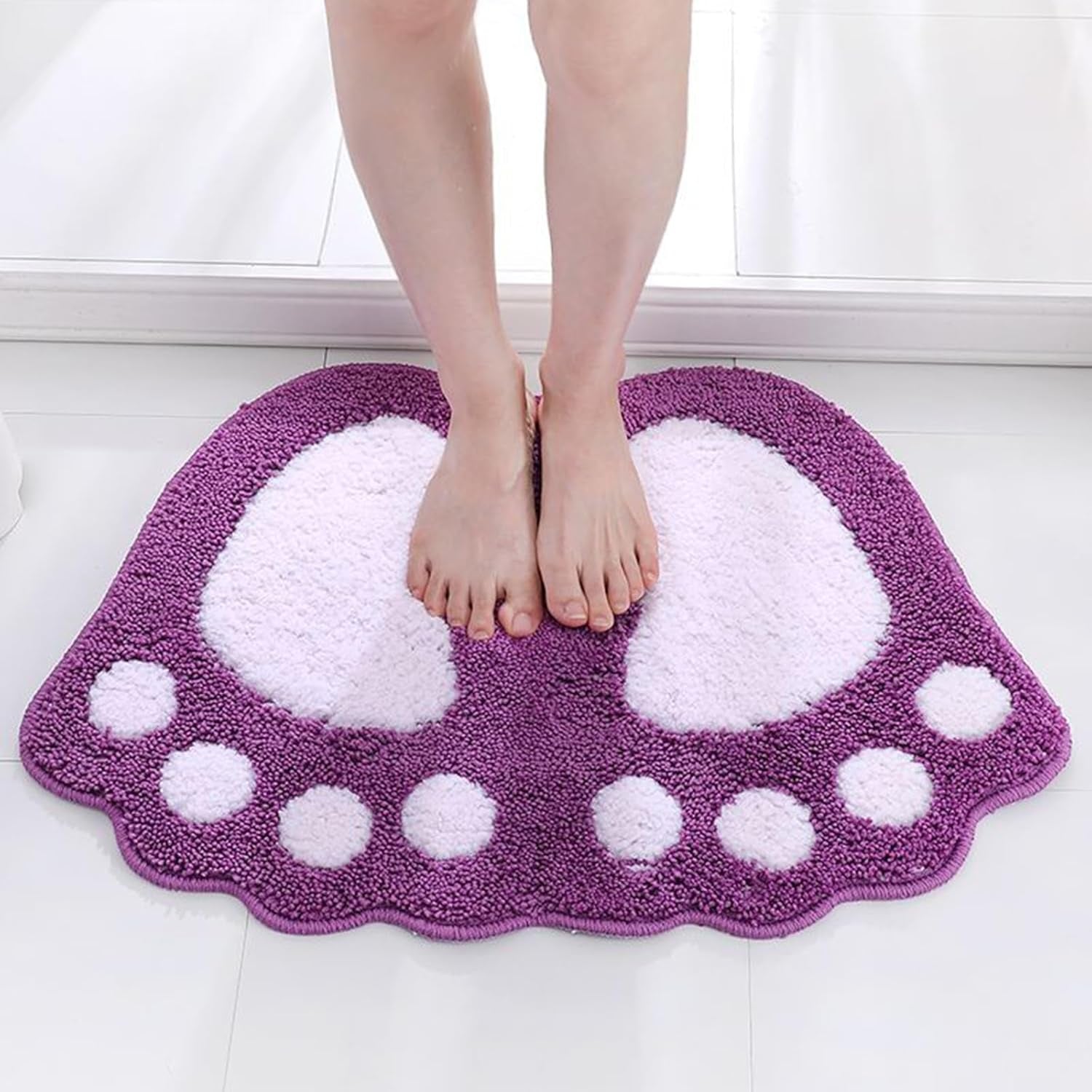 Bathroom Rugs Water Absorbent Non-Slip Mat Used in Bathroom, Shower, Room, Etc.Soft Microfiber Machine Washable Bath Mat (Purple, 23X35'')