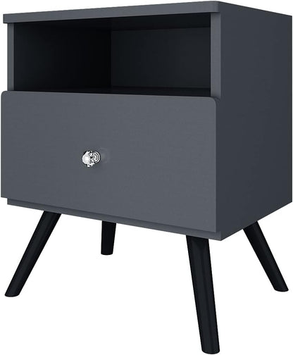 Nightstand Set of 2,Side Table, Bedside Table with Open Compartment, Storage Drawer with 2 Crystal Handles for Bedroom,Home,Dark Grey