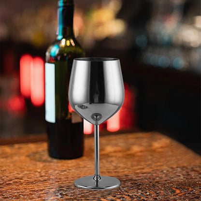 Stainless Steel Wine Glass 18 Oz Silver Unbreakable Wine Glasses Elegant Modern Wine Glasses Portable Metal Wine Glass Wine Cup with Stems Stainless Steel Wine Tumbler for Drinking Goblets