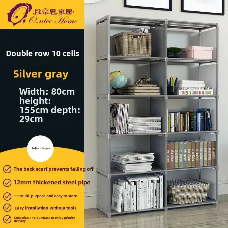 Multilayer Dustproof Wardrobe High Capacity Partition Bookshelf Bedroom Open Simple Assembly Storage Cabinet Bedroom Furniture