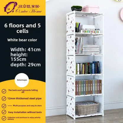 Multilayer Dustproof Wardrobe High Capacity Partition Bookshelf Bedroom Open Simple Assembly Storage Cabinet Bedroom Furniture