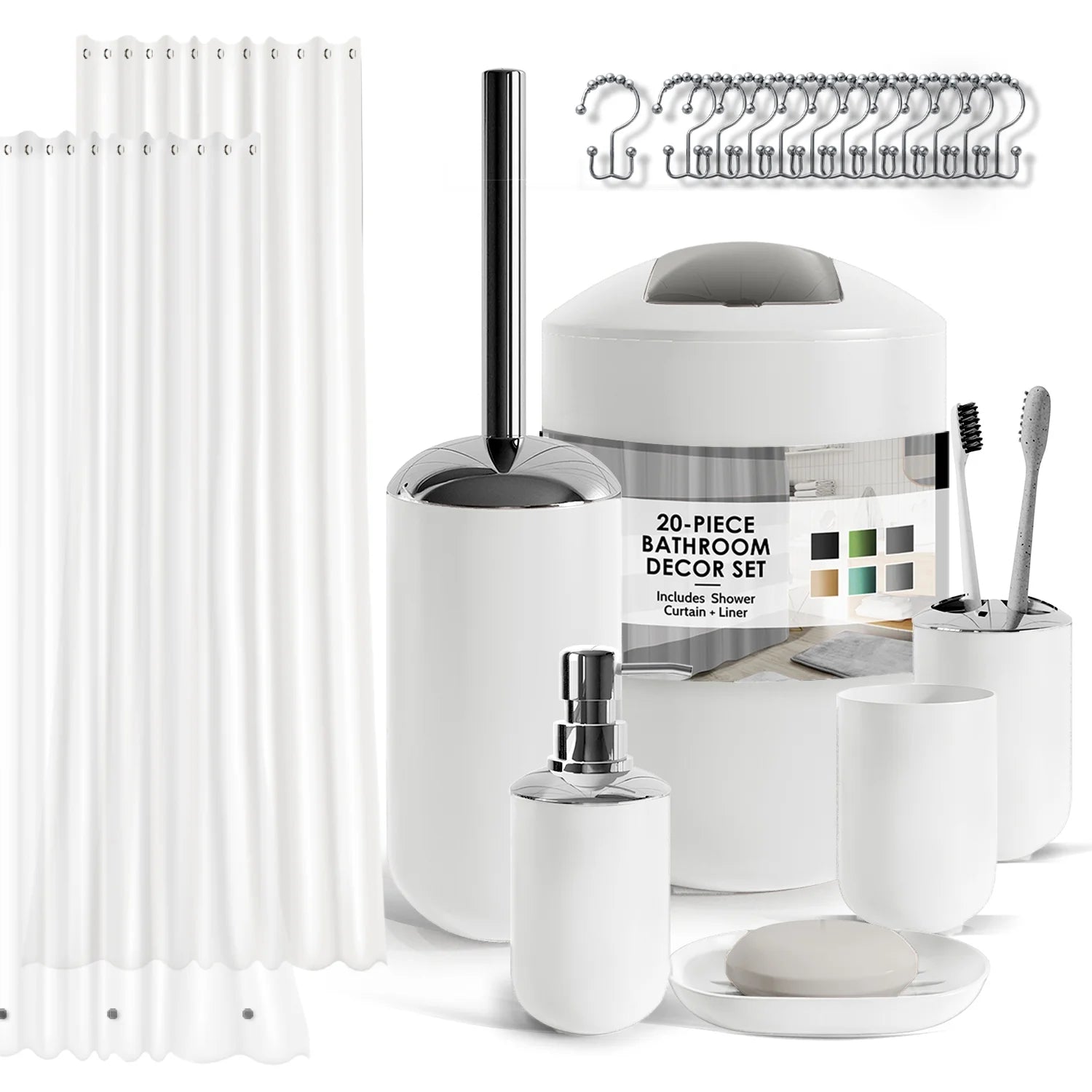 20 Piece Bathroom Accessories Set, White Bathroom Decor Set