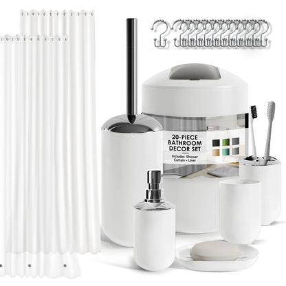 20 Piece Bathroom Accessories Set, White Bathroom Decor Set