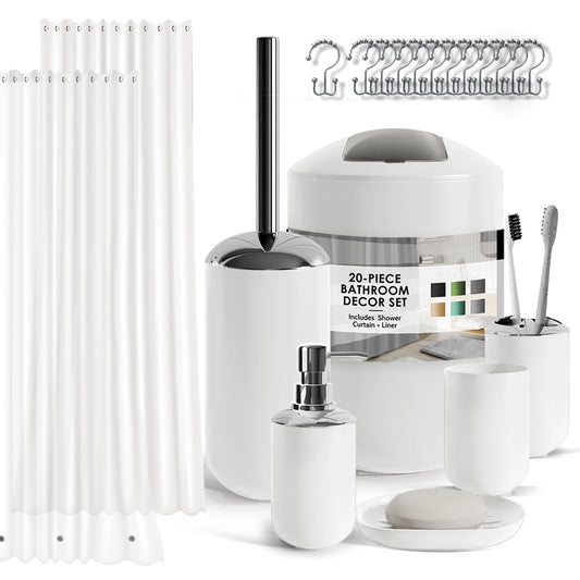 20 Piece Bathroom Accessories Set, White Bathroom Decor Set