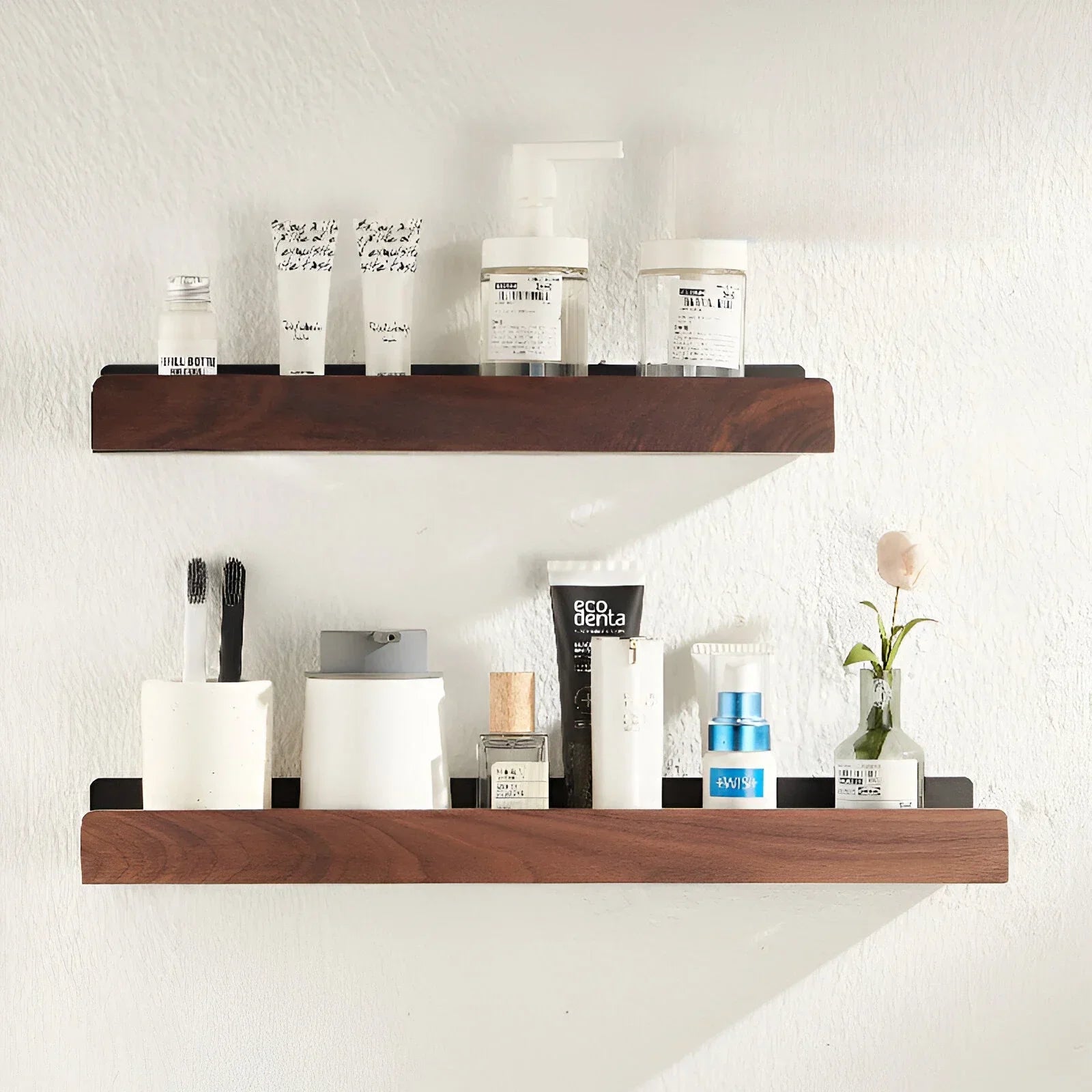 Black Walnut Wood Bathroom Storage Shelf Wall Mounted Toilet Non Perforated Bathroom Storage Rack Bathroom Organizer