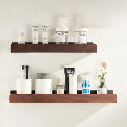 Black Walnut Wood Bathroom Storage Shelf Wall Mounted Toilet Non Perforated Bathroom Storage Rack Bathroom Organizer