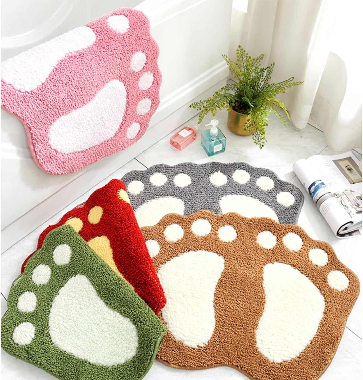 Bathroom Rugs Water Absorbent Non-Slip Mat Used in Bathroom, Shower, Room, Etc.Soft Microfiber Machine Washable Bath Mat (Purple, 23X35'')