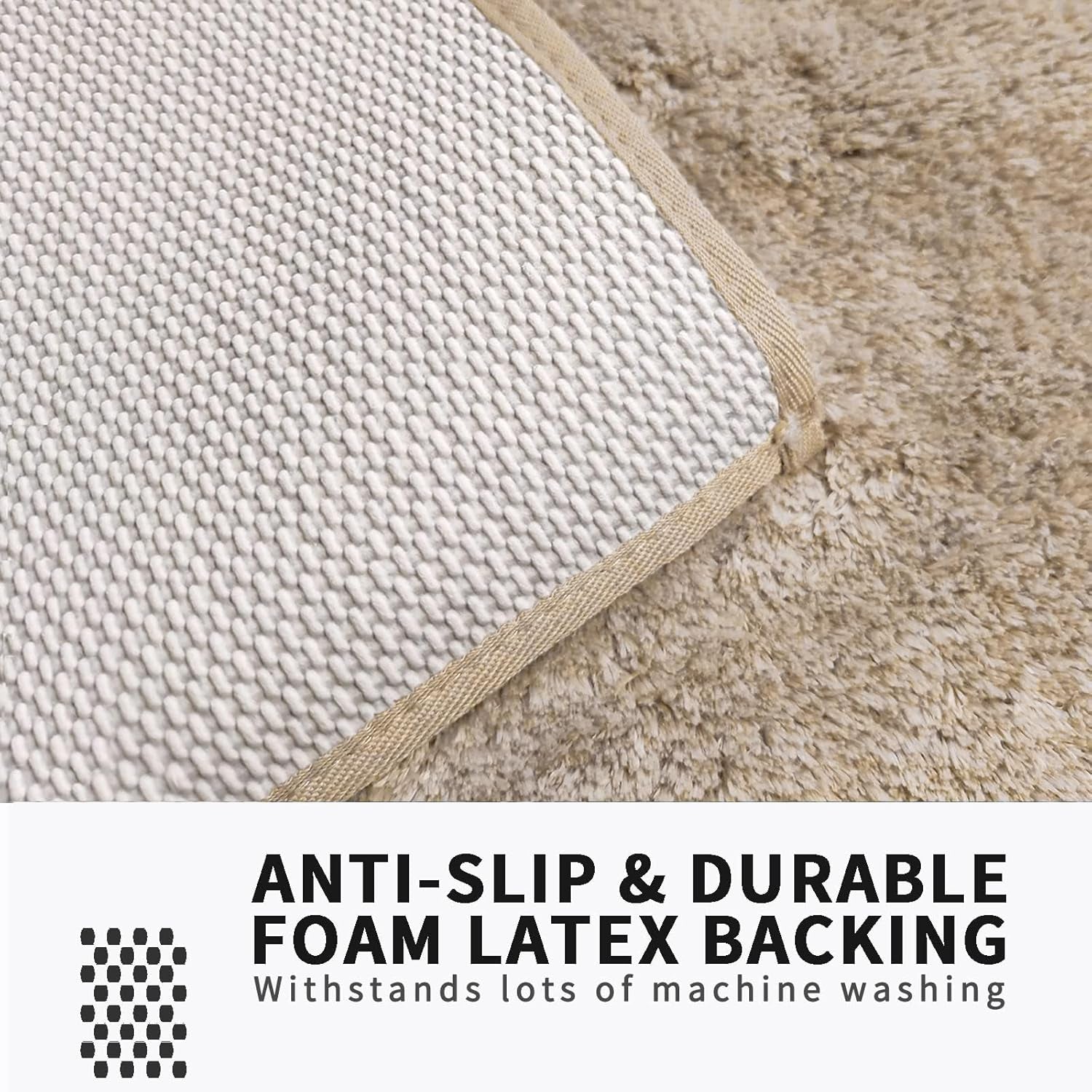 Bathroom Rugs 24" W X 36" L, Bath Mat for Bathroom, Bedroom, Laundry Room & Kitchen, Non-Slip Rubber Latex Backing, Extra Soft and Absorbent Microfiber Carpet, Machine Washable Rug, Beige