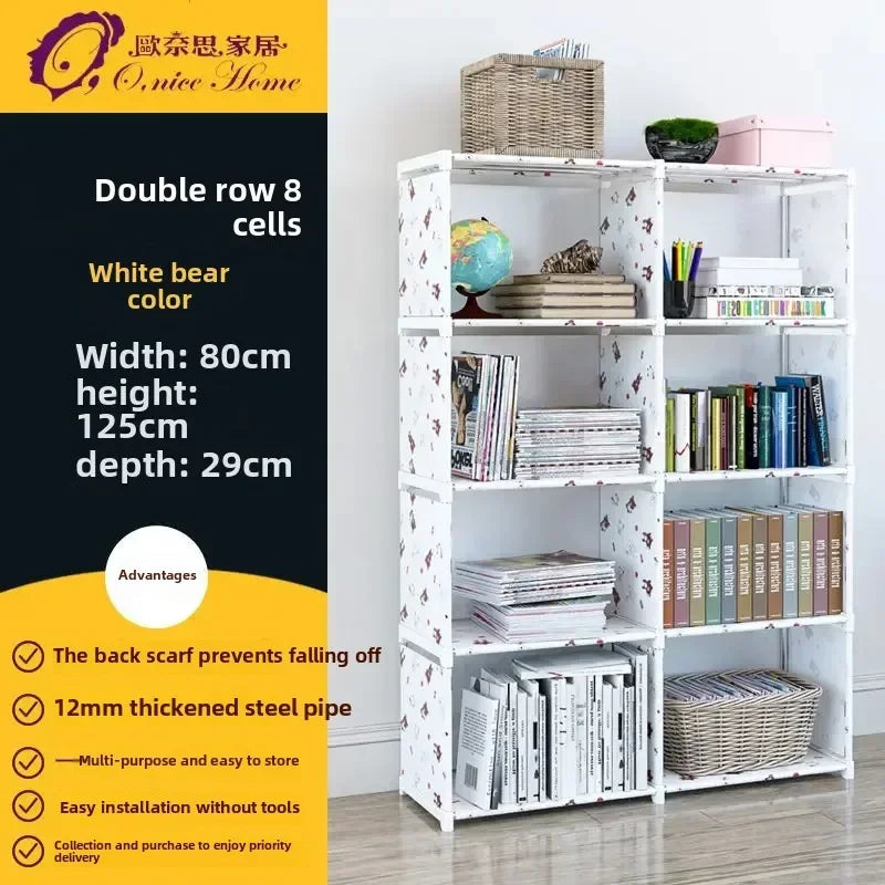 Multilayer Dustproof Wardrobe High Capacity Partition Bookshelf Bedroom Open Simple Assembly Storage Cabinet Bedroom Furniture