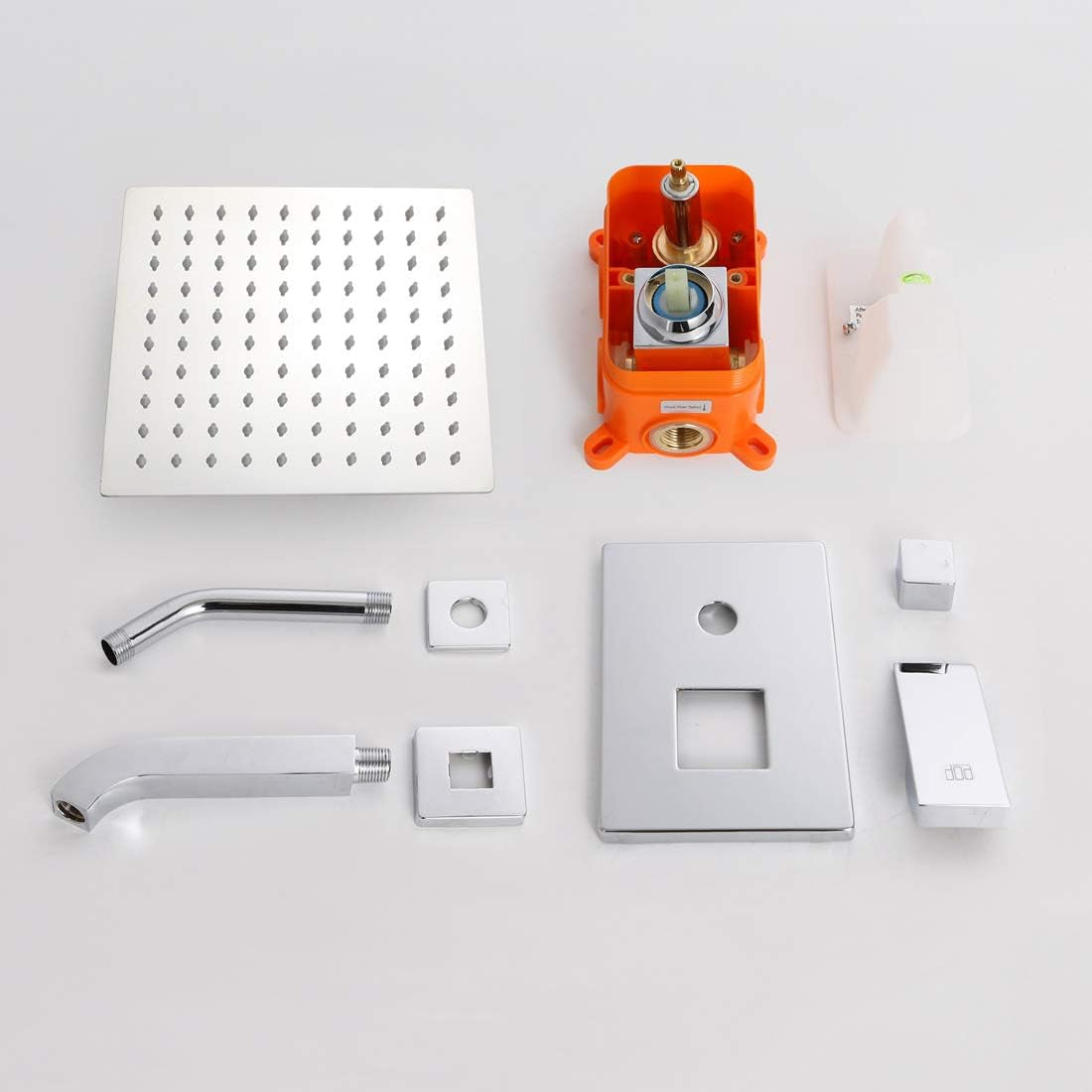 Shower Faucet with Tub Spout Chrome Bathroom Rain Mixer Shower System Wall Mounted Rainfall Shower Head and Handle Set, Tub and Shower Trim Kit with Rough-In Valve