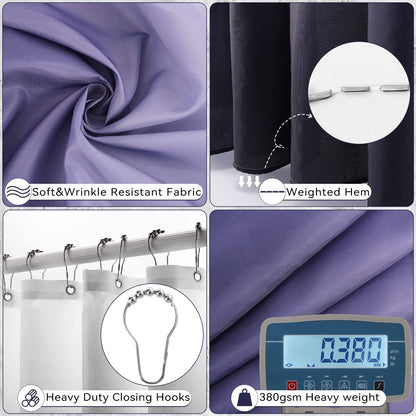 24PC Navy Blue Bathroom Set with Shower Curtain and Rugs, Blue Bathroom Sets ...