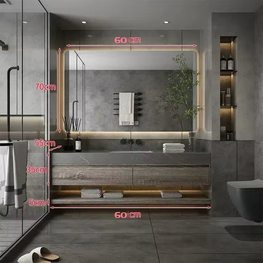 Minimalist Bathroom Cabinet Integrated Rock Plate Ceramic Washbasin Bathroom Vanity Cabinets under Sink Bathroom Furniture