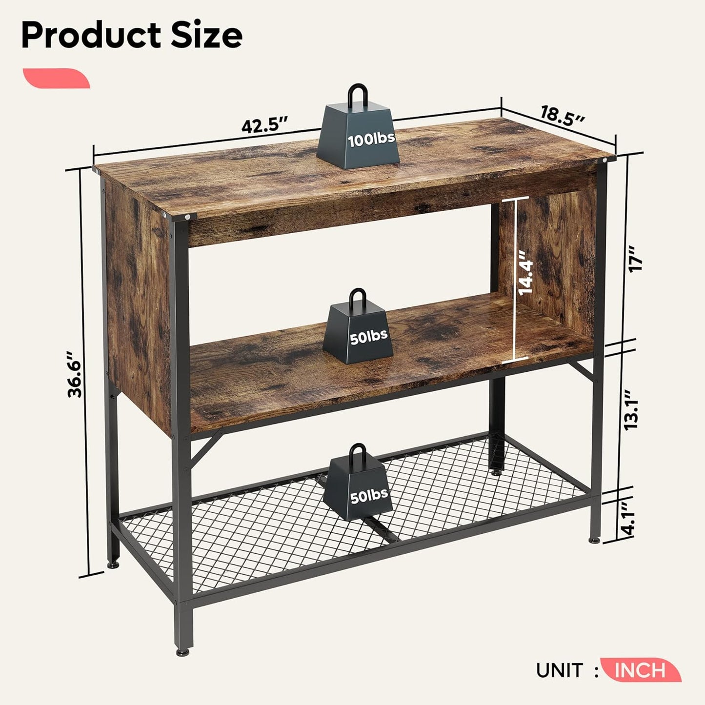 Kitchen Island with Storage Coffee Bar Shelf with Worktop Table Buffet Cabinet Station with Open Shelves Industrial Concole