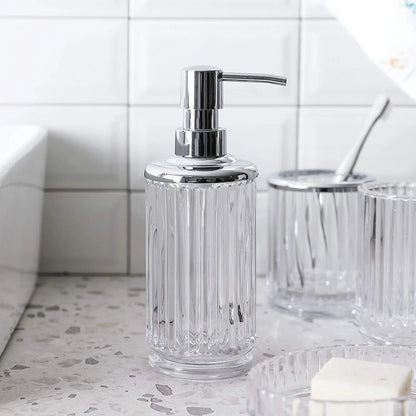 4-Piece Clear Decorative Glass Bathroom Accessories Set Soap