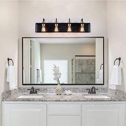 Bathroom Light Fixtures,4-Light Vanity Light,Black Rustic Industrial Style,Antique Bronze Finish,Vintage Bathroom Lighting Fixtures over Mirror,Wall Light Fixtures for Bathroom Vanity and Lounge