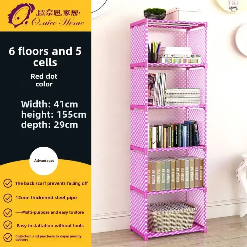 Multilayer Dustproof Wardrobe High Capacity Partition Bookshelf Bedroom Open Simple Assembly Storage Cabinet Bedroom Furniture