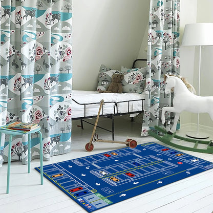 Kids Carpet Playmat Rug, Car Mat for Kids Toy Cars,Non Slip Kids Rug for Playroom Bedroom Boys,Kids Car Rug Play Mat,Road Train Track Rug,Car Carpet for Kids
