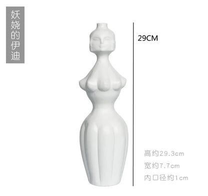 Nordic Art Ceramic Vase Creative Black and White Ceramic Face Vase Decoration Home Decoration Crafts Porcelain Vase Decoration