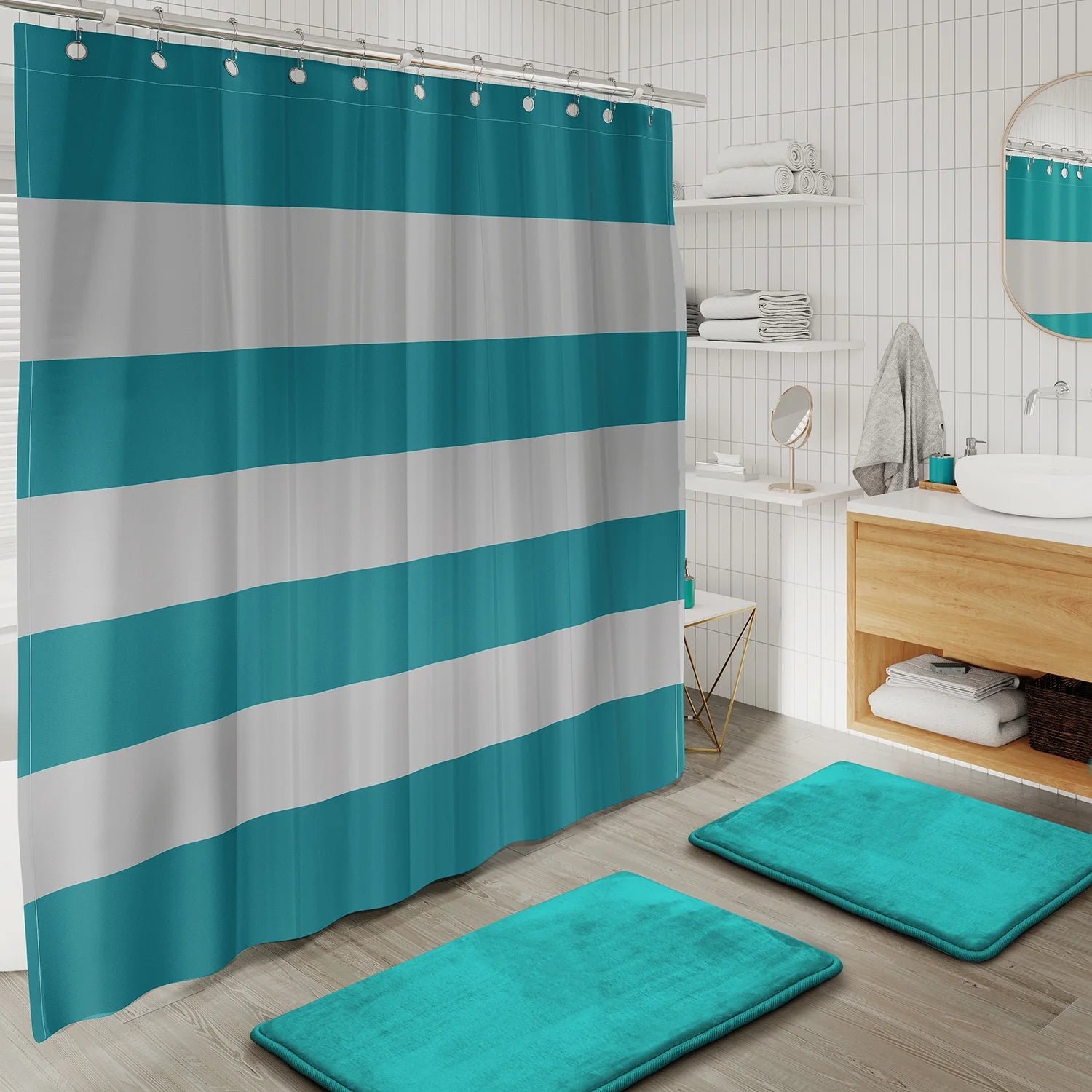 20 Piece Bathroom Accessories Set, Teal Blue Bathroom Decor Set