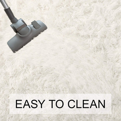 Ultra Soft Washable Shaggy Rug - Non-Slip Oval Carpet for Nursery, Kids Bedroom & Home Decor (2.6X5.3Ft Creamy) | Plush Fluffy Floor Mat for Cozy Living Spaces