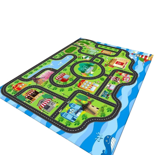 Kids Carpet Playmat Rug, Car Mat for Kids Toy Cars,Non Slip Kids Rug for Playroom Bedroom Boys,Kids Car Rug Play Mat,Road Train Track Rug,Car Carpet for Kids