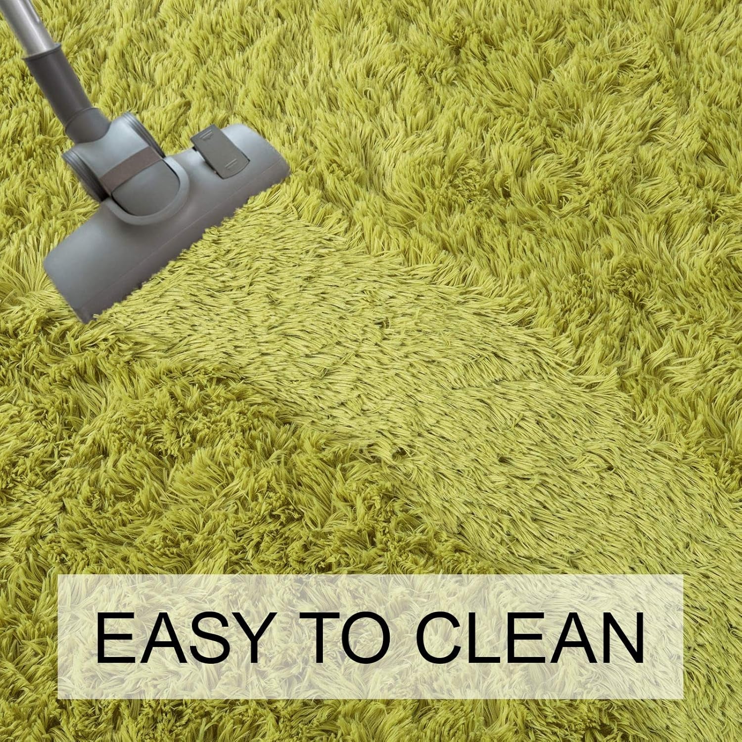 Ultra Soft Washable Shaggy Rug - Non-Slip Oval Carpet for Nursery, Kids Bedroom & Home Decor (2.6X5.3Ft Green) | Plush Fluffy Floor Mat for Cozy Living Spaces