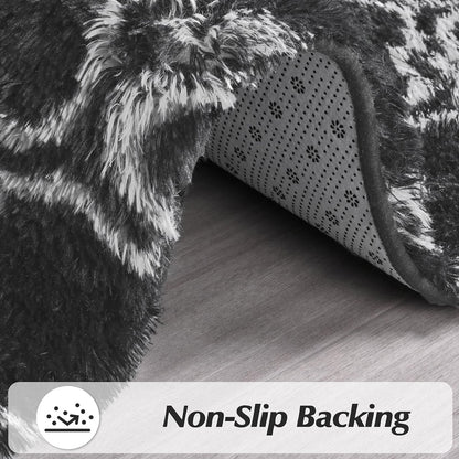 5'X8' Shag Area Rug for Living Room, Diamond Geometric Indoor Area Rug, Fluffy Carpet Plush Rug, Soft Home Floor Bedroom Carpet, Gray