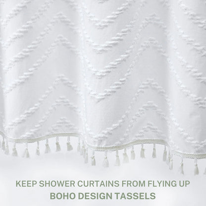 1Pc Boho Shower Curtain Tassel Woven Fabric Waterproof Bathroom Curtains with Hooks Modern Bathtub Curtain Bathroom Accessories