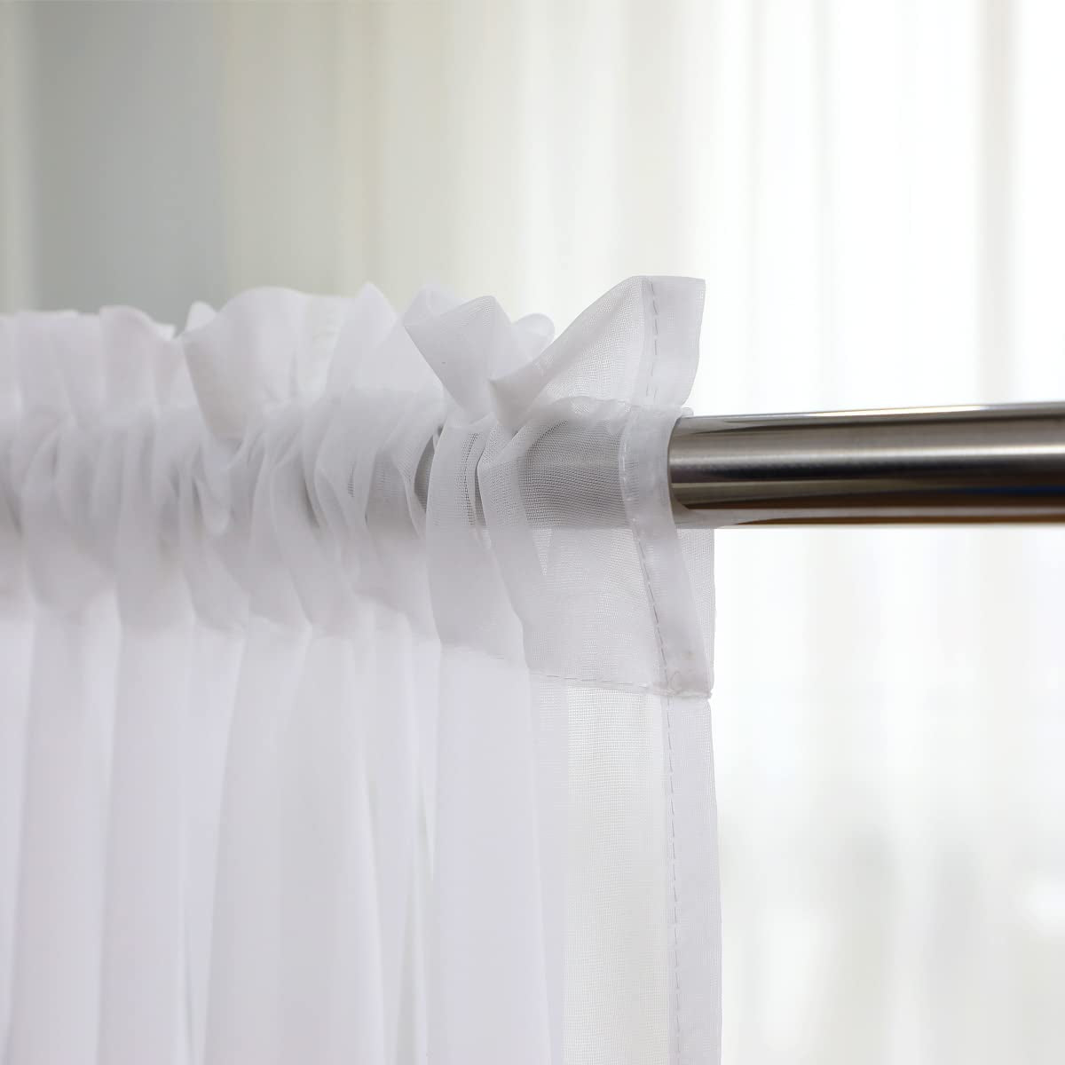 Cortinas Transparentes Blancas 84 Pulgadas De Largo 2 Paneles Bolsillo De Vara