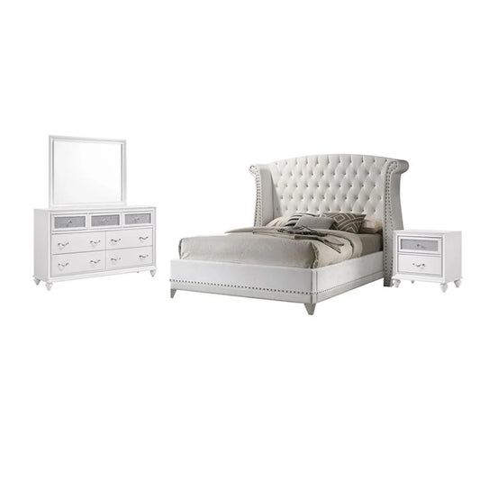 Barzini Upholstered Tufted Bedroom Set White