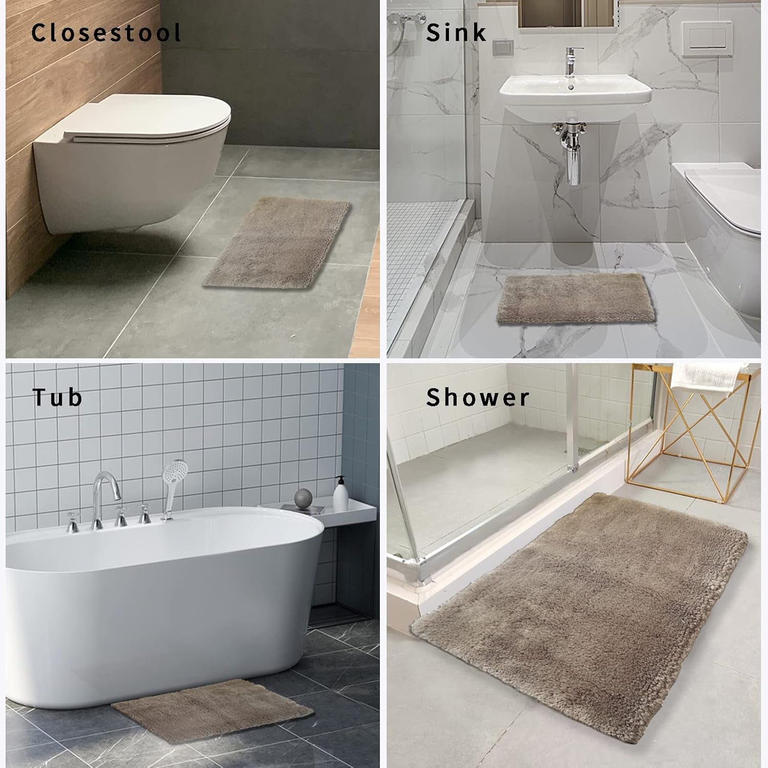 Bathroom Rugs 24" W X 36" L, Bath Mat for Bathroom, Bedroom, Laundry Room & Kitchen, Non-Slip Rubber Latex Backing, Extra Soft and Absorbent Microfiber Carpet, Machine Washable Rug, Beige