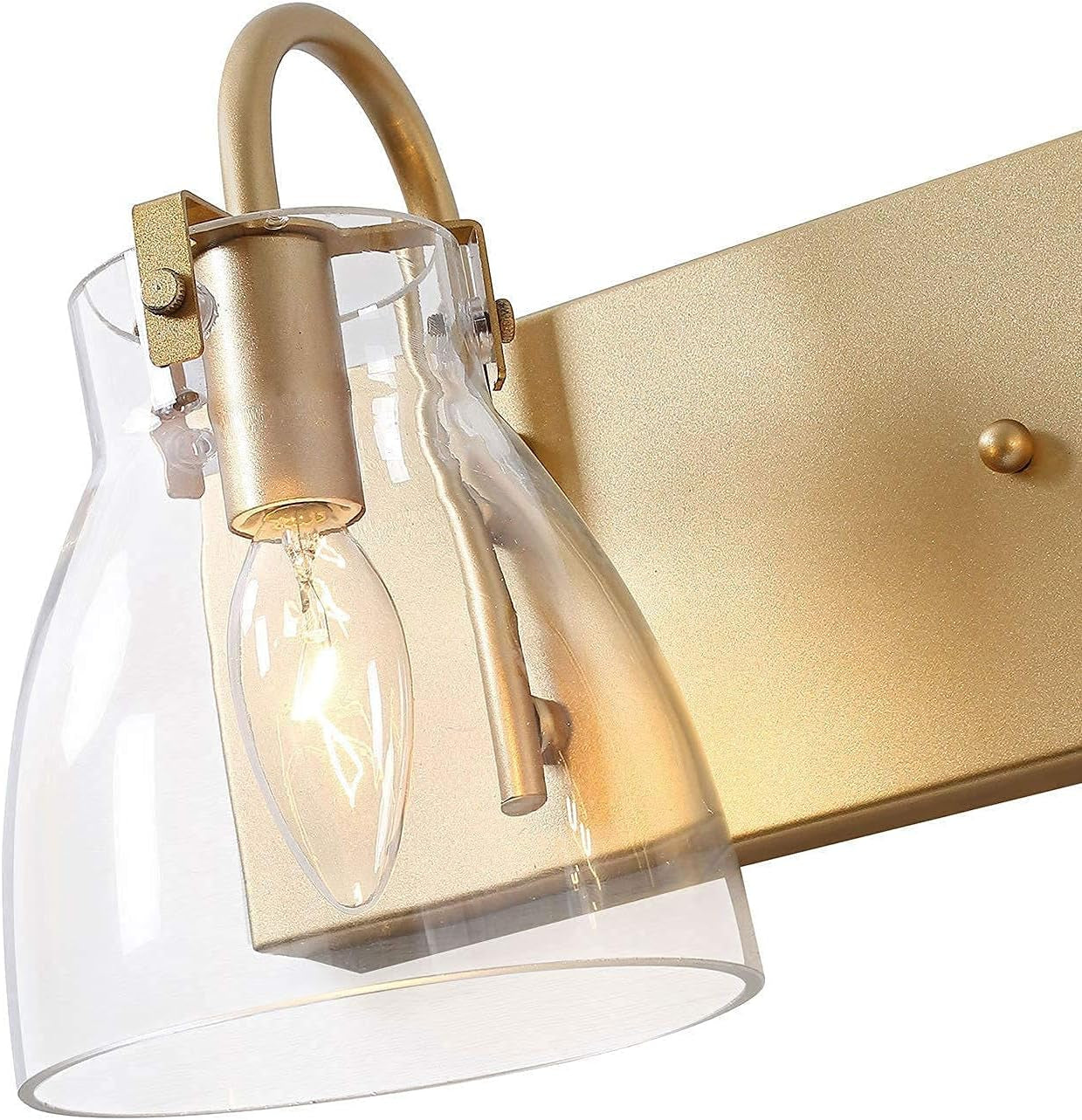 Gold Bathroom Light Fixtures, 3-Light Gold Vanity Lights for Bathroom, Brass Bathroom Vanity Light with Clear Glass Shades, 22 Inches