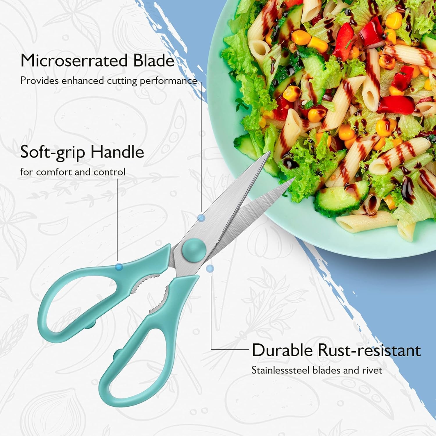 Kitchen Shears - Heavy Duty Cooking Scissors, Dishwasher Safe, Stainless Steel, Sharp Utility Shears for Poultry, Turkey, Chicken, BBQ