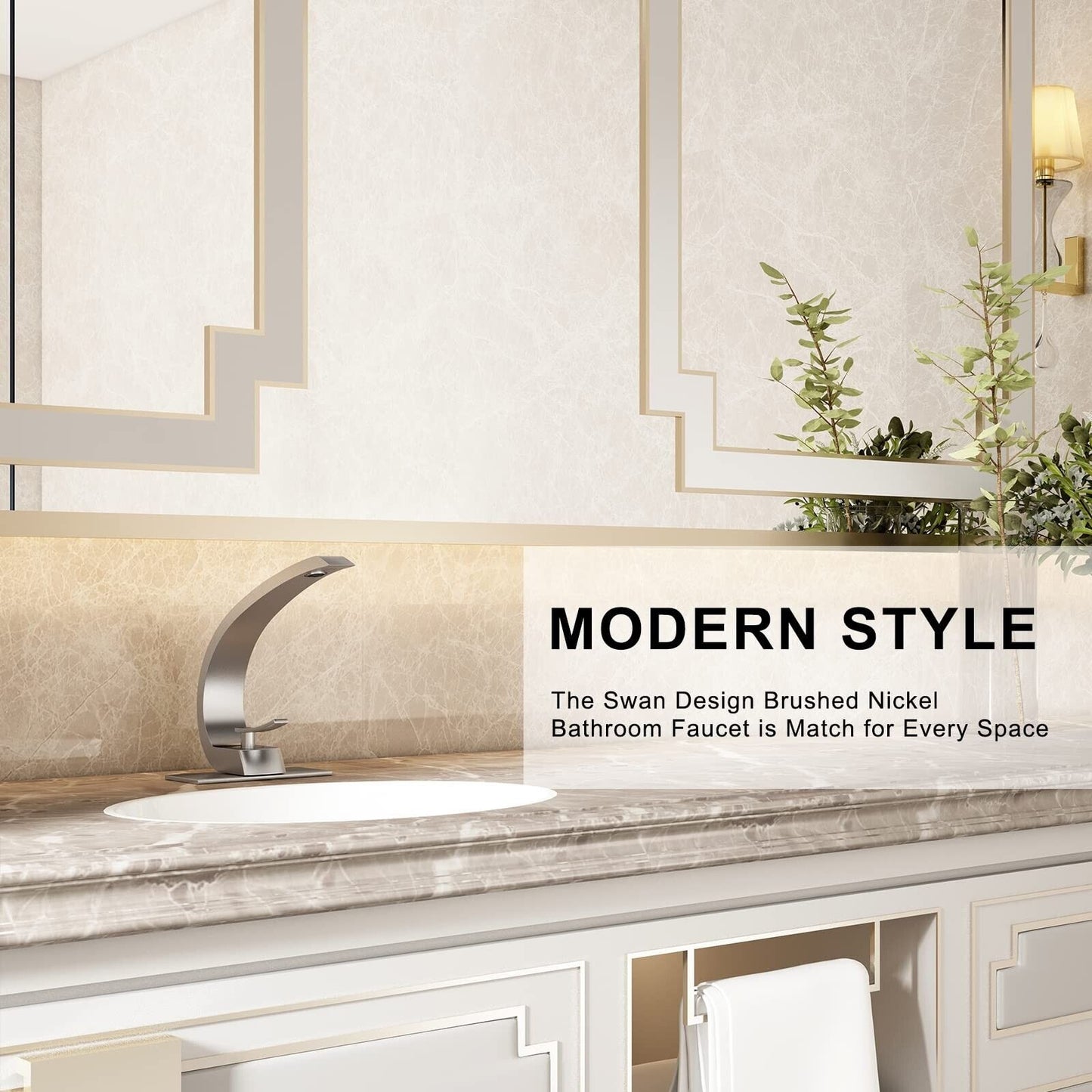 HMEGAO Bathroom Faucet Brushed Nickel Bathroom Sink Faucet Bathroom Faucets F...