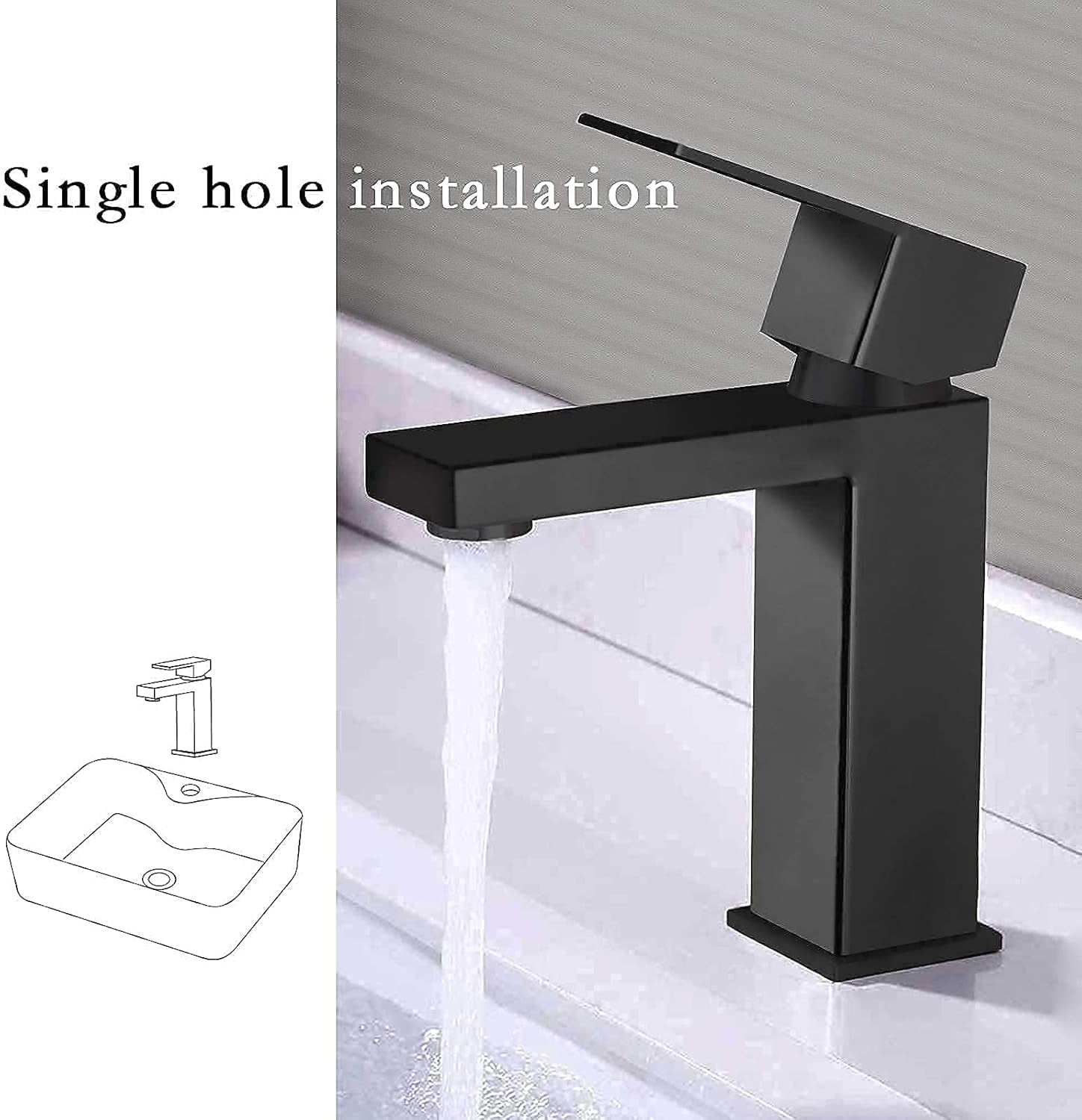 Modern Bathroom Faucet, Matte Black Bathroom Sink Faucet, Single Hole Bathroom Faucet, Single Handle Bathroom Faucet with Pop up Drain