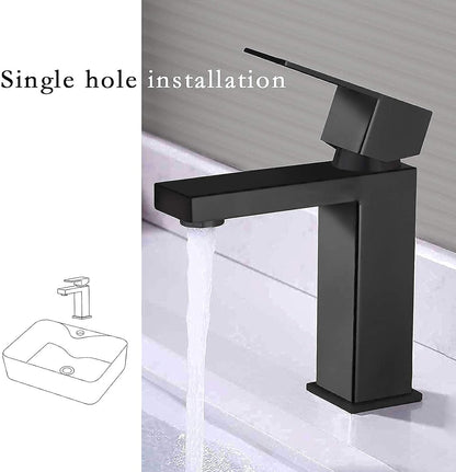 Modern Bathroom Faucet, Matte Black Bathroom Sink Faucet, Single Hole Bathroom Faucet, Single Handle Bathroom Faucet with Pop up Drain