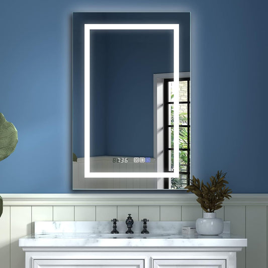 LED Bathroom Vanity Mirror, 32 X 24 Inch, anti Fog, Night Light, Time,Temperature,Dimmable,Color Temper 3000K-6400K,90+ Cri,Vertical Wall Mounted Only (24X36)