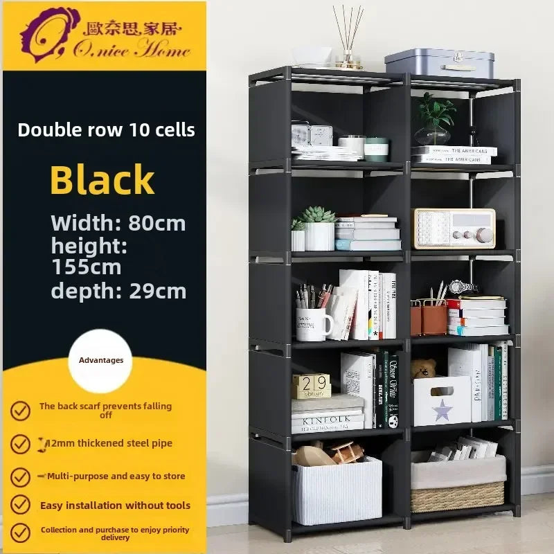 Multilayer Dustproof Wardrobe High Capacity Partition Bookshelf Bedroom Open Simple Assembly Storage Cabinet Bedroom Furniture