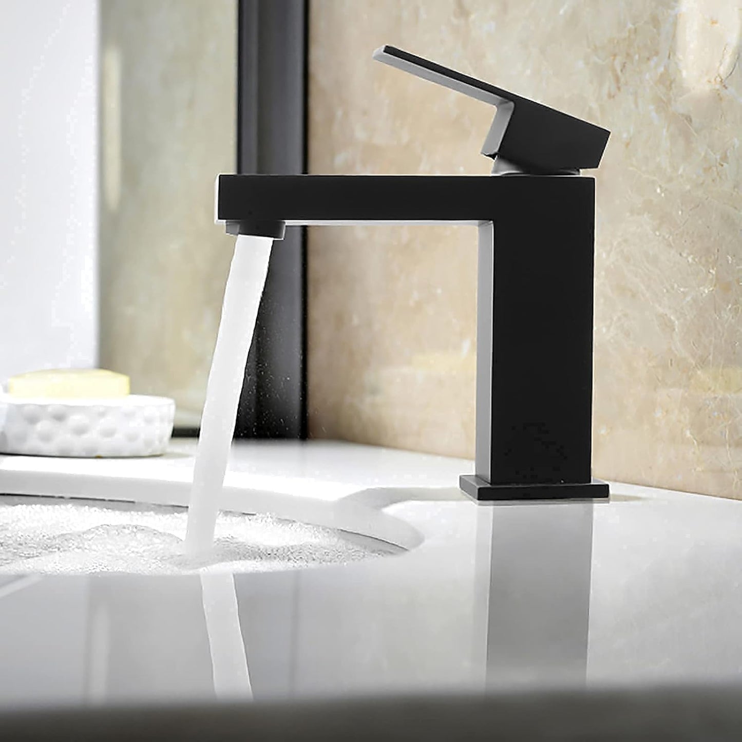 Modern Bathroom Faucet, Matte Black Bathroom Sink Faucet, Single Hole Bathroom Faucet, Single Handle Bathroom Faucet with Pop up Drain