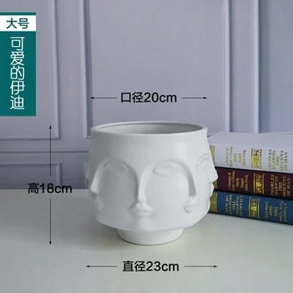 Nordic Art Ceramic Vase Creative Black and White Ceramic Face Vase Decoration Home Decoration Crafts Porcelain Vase Decoration