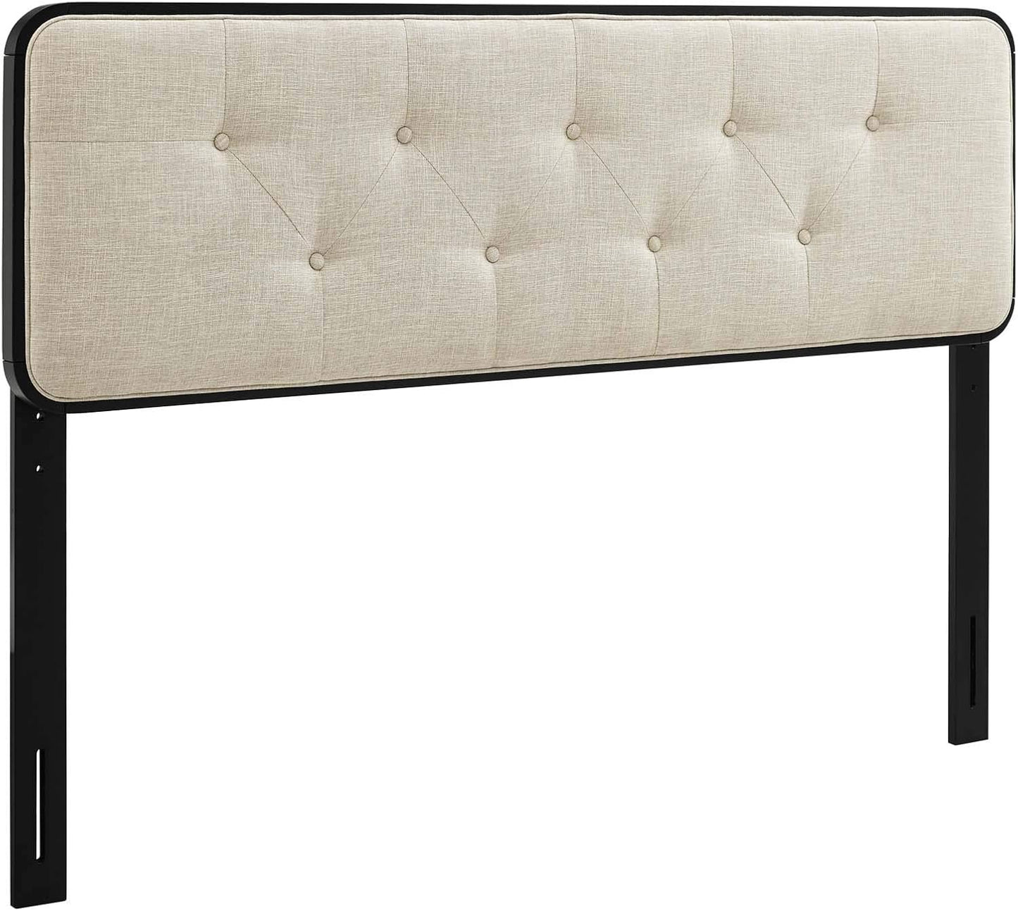MOD-6233-BLK-BEI Collins Tufted Full Fabric and Wood Headboard, Black Beige