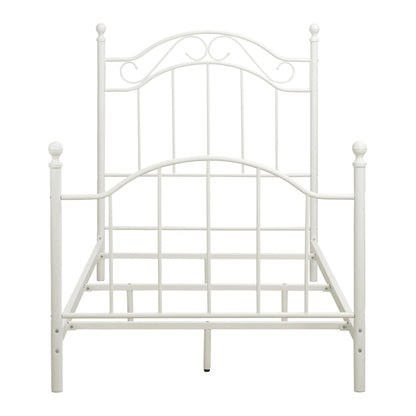 Traditional Metal Bed Frame with Headboard and Footboard, Twin, White