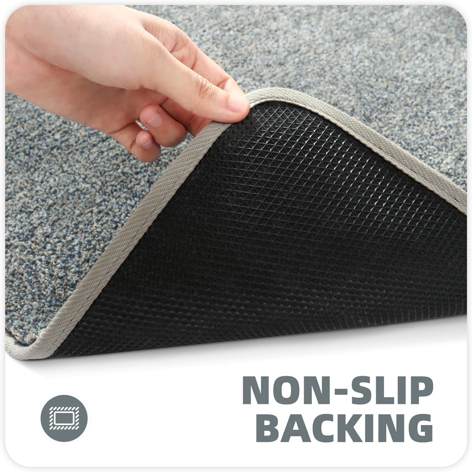 Non Slip Area Rug - Bedroom Runner for Beside, Soft, Aesthetic, Heavy Duty, 1.7X4Ft Grey