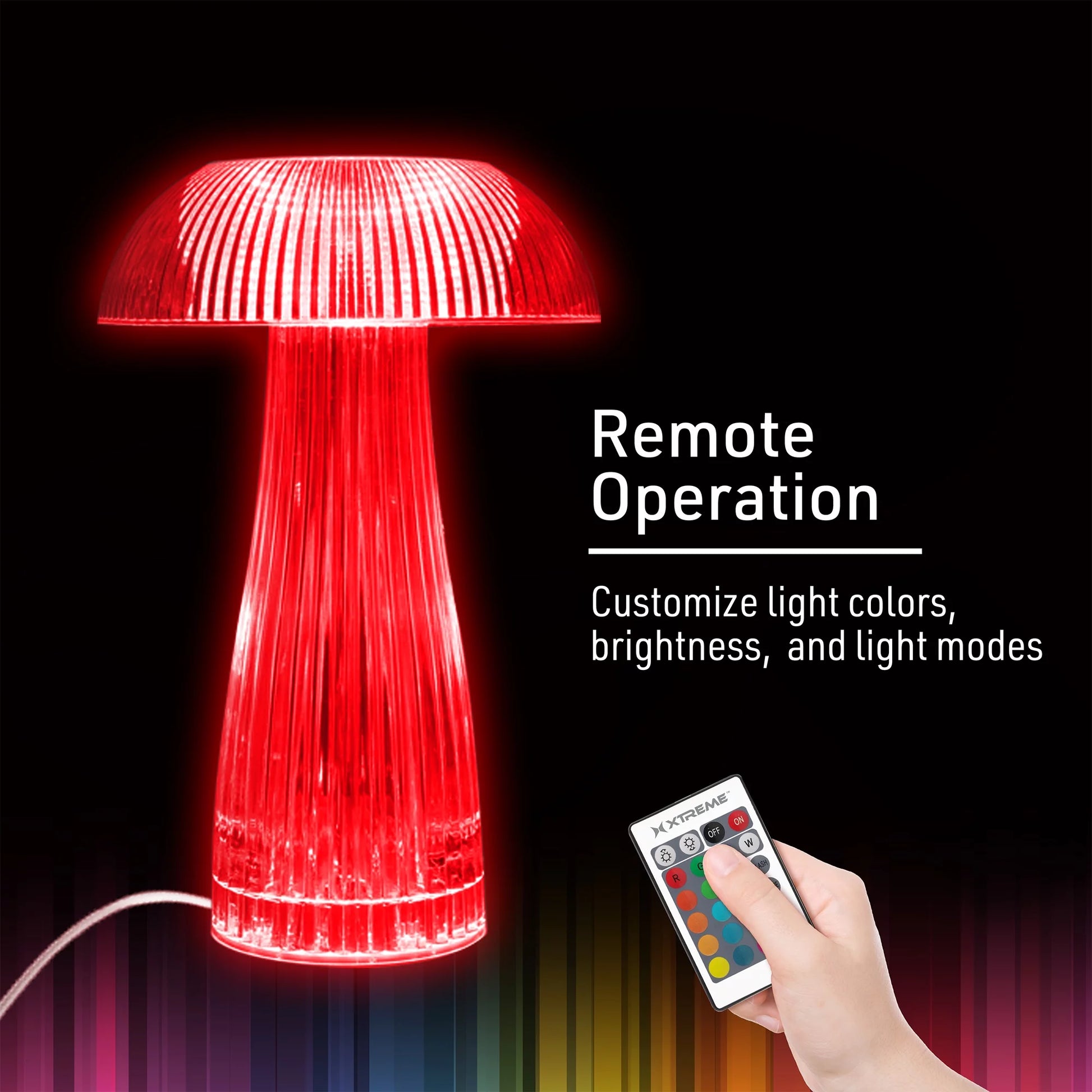 Lit Neon Multi-Color Mushroom LED Tabletop Touch Lamp, with Remote, Crystal Finish