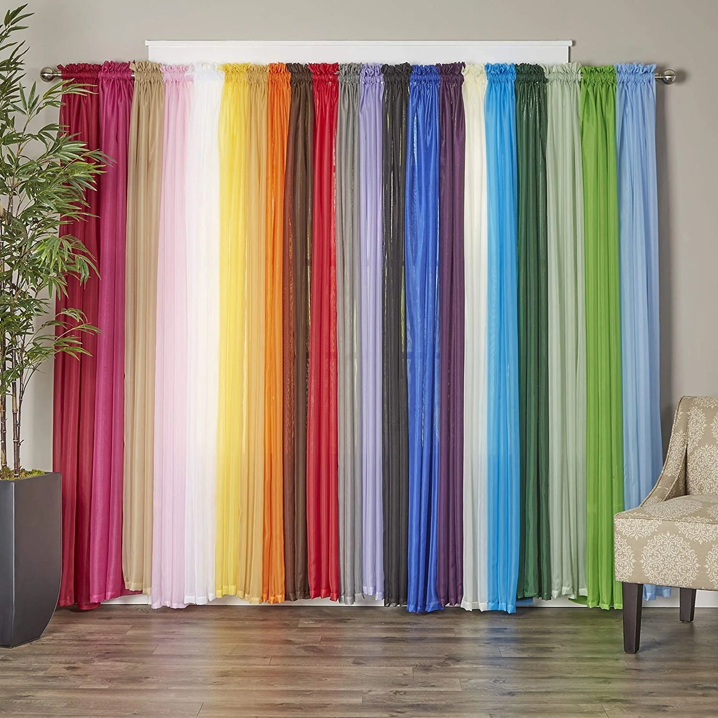 Luxury Sheer Curtains, Window Treatment Curtain Panels with Rod Pocket for Kitchen, Bedroom and Living Room (40 X 84 Inches Long, Set of 2)
