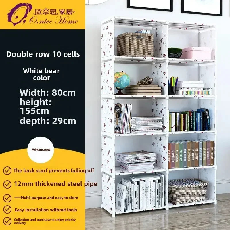 Multilayer Dustproof Wardrobe High Capacity Partition Bookshelf Bedroom Open Simple Assembly Storage Cabinet Bedroom Furniture