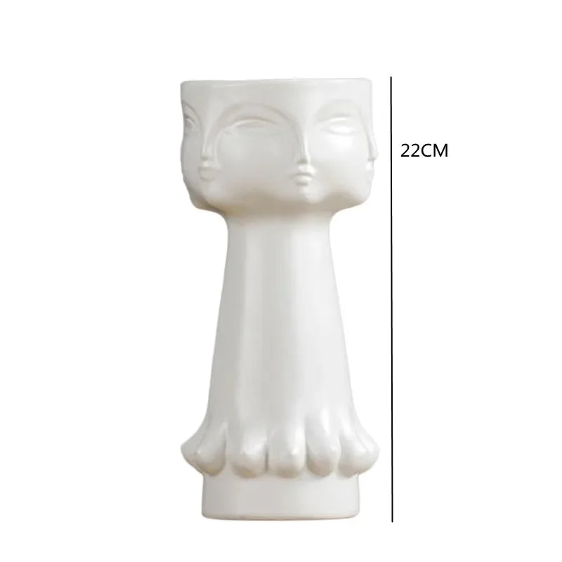 Nordic Art Ceramic Vase Creative Black and White Ceramic Face Vase Decoration Home Decoration Crafts Porcelain Vase Decoration