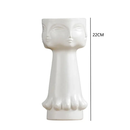 Nordic Art Ceramic Vase Creative Black and White Ceramic Face Vase Decoration Home Decoration Crafts Porcelain Vase Decoration