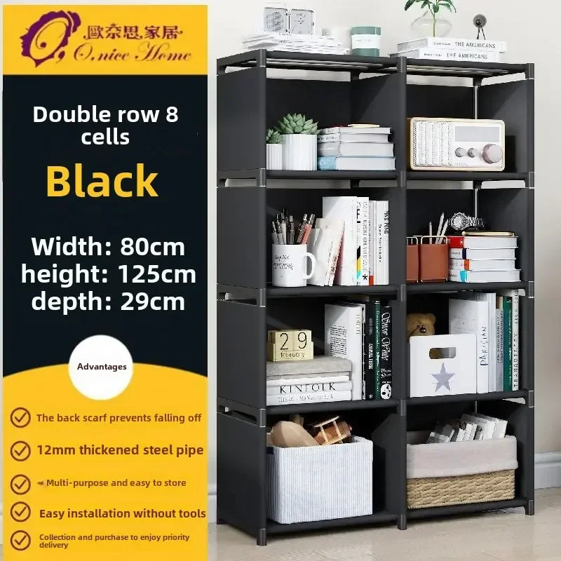 Multilayer Dustproof Wardrobe High Capacity Partition Bookshelf Bedroom Open Simple Assembly Storage Cabinet Bedroom Furniture